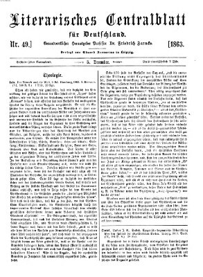 Literarisches Zentralblatt für Deutschland Samstag 5. Dezember 1863