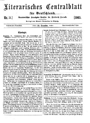 Literarisches Zentralblatt für Deutschland Samstag 19. Dezember 1863