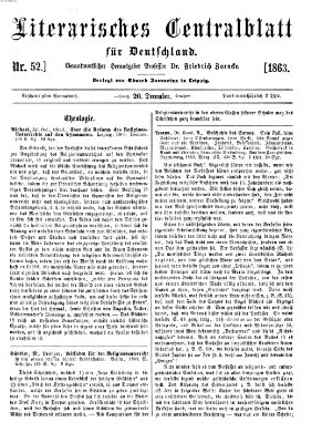 Literarisches Zentralblatt für Deutschland Samstag 26. Dezember 1863