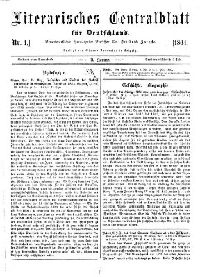 Literarisches Zentralblatt für Deutschland Samstag 2. Januar 1864