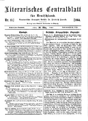 Literarisches Zentralblatt für Deutschland Samstag 26. März 1864