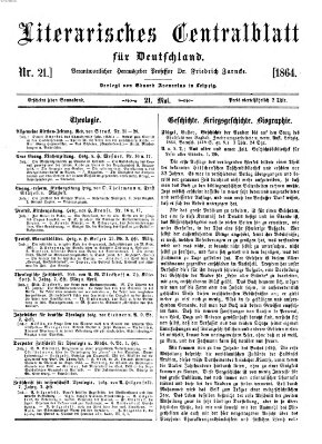 Literarisches Zentralblatt für Deutschland Samstag 21. Mai 1864