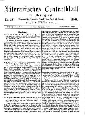 Literarisches Zentralblatt für Deutschland Samstag 18. Juni 1864