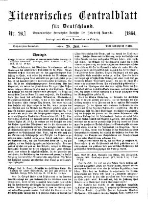 Literarisches Zentralblatt für Deutschland Samstag 25. Juni 1864