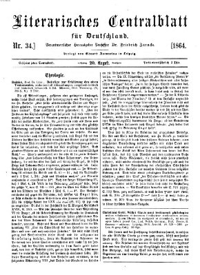 Literarisches Zentralblatt für Deutschland Samstag 20. August 1864