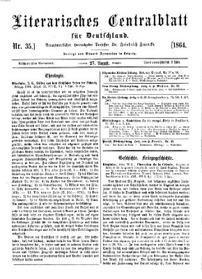 Literarisches Zentralblatt für Deutschland Samstag 27. August 1864