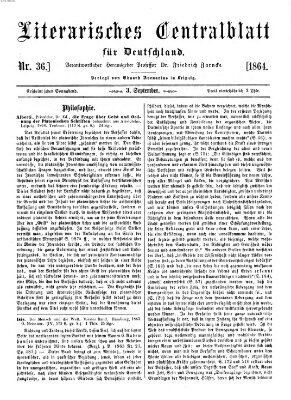 Literarisches Zentralblatt für Deutschland Samstag 3. September 1864