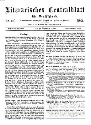 Literarisches Zentralblatt für Deutschland Samstag 10. September 1864