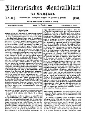 Literarisches Zentralblatt für Deutschland Samstag 1. Oktober 1864