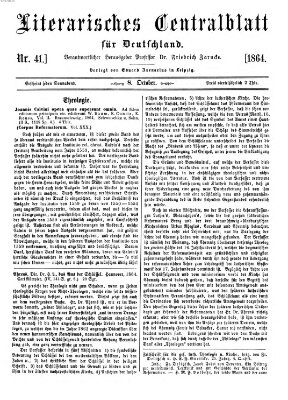 Literarisches Zentralblatt für Deutschland Samstag 8. Oktober 1864