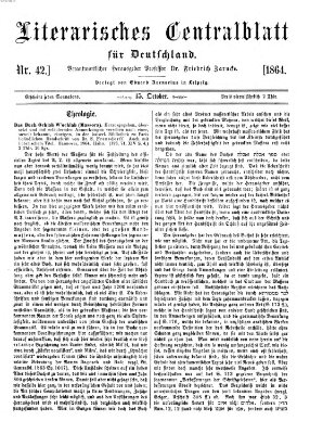 Literarisches Zentralblatt für Deutschland Samstag 15. Oktober 1864