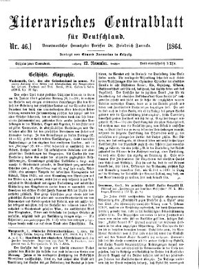 Literarisches Zentralblatt für Deutschland Samstag 12. November 1864