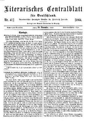 Literarisches Zentralblatt für Deutschland Samstag 19. November 1864