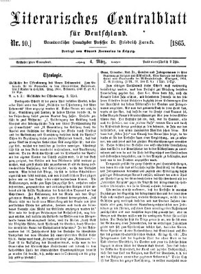 Literarisches Zentralblatt für Deutschland Samstag 4. März 1865