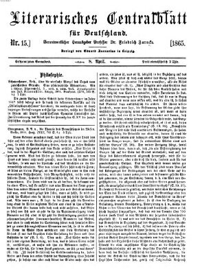 Literarisches Zentralblatt für Deutschland Samstag 8. April 1865