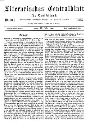 Literarisches Zentralblatt für Deutschland Samstag 22. Juli 1865