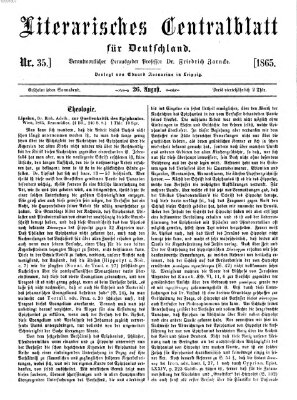 Literarisches Zentralblatt für Deutschland Samstag 26. August 1865