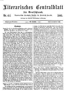 Literarisches Zentralblatt für Deutschland Samstag 21. Oktober 1865