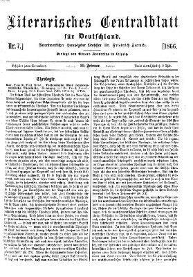 Literarisches Zentralblatt für Deutschland Samstag 10. Februar 1866