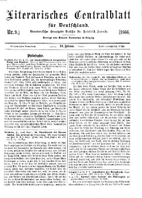 Literarisches Zentralblatt für Deutschland Samstag 24. Februar 1866