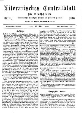 Literarisches Zentralblatt für Deutschland Samstag 10. März 1866