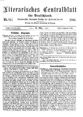 Literarisches Zentralblatt für Deutschland Samstag 31. März 1866