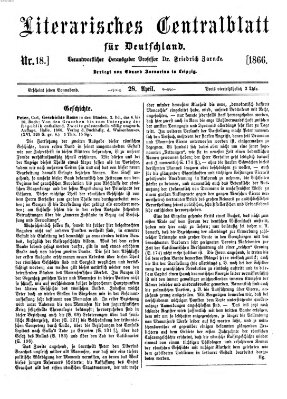 Literarisches Zentralblatt für Deutschland Samstag 28. April 1866