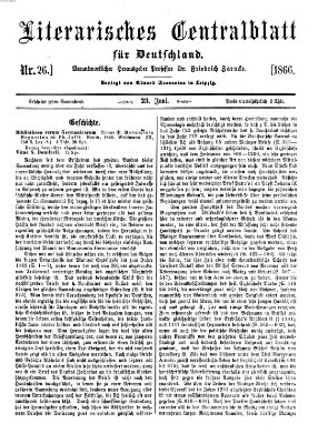 Literarisches Zentralblatt für Deutschland Samstag 23. Juni 1866