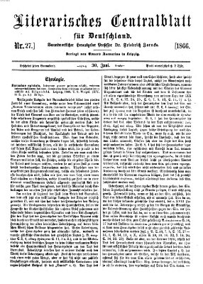 Literarisches Zentralblatt für Deutschland Samstag 30. Juni 1866