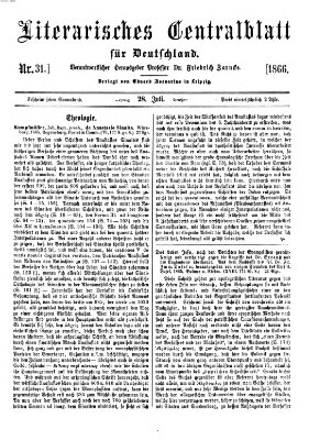 Literarisches Zentralblatt für Deutschland Samstag 28. Juli 1866