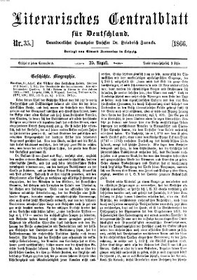 Literarisches Zentralblatt für Deutschland Samstag 25. August 1866