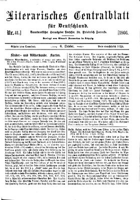 Literarisches Zentralblatt für Deutschland Samstag 6. Oktober 1866