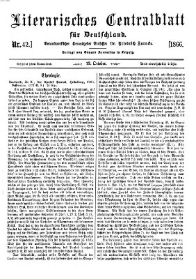 Literarisches Zentralblatt für Deutschland Samstag 13. Oktober 1866