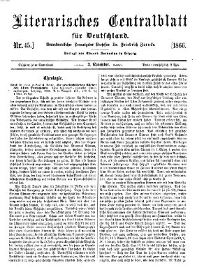 Literarisches Zentralblatt für Deutschland Samstag 3. November 1866