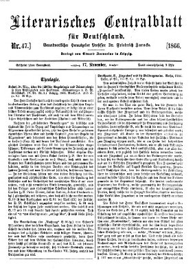 Literarisches Zentralblatt für Deutschland Samstag 17. November 1866