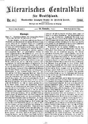 Literarisches Zentralblatt für Deutschland Samstag 24. November 1866