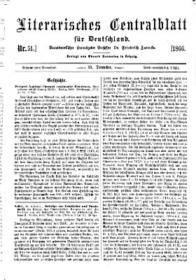 Literarisches Zentralblatt für Deutschland Samstag 15. Dezember 1866