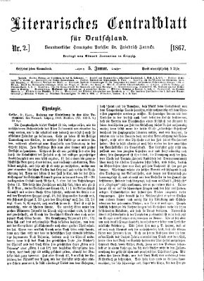 Literarisches Zentralblatt für Deutschland Samstag 5. Januar 1867