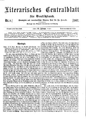 Literarisches Zentralblatt für Deutschland Samstag 16. Februar 1867