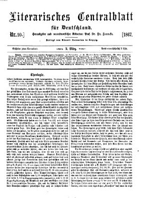 Literarisches Zentralblatt für Deutschland Samstag 2. März 1867