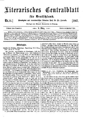 Literarisches Zentralblatt für Deutschland Samstag 9. März 1867