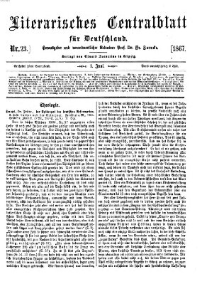 Literarisches Zentralblatt für Deutschland Samstag 1. Juni 1867