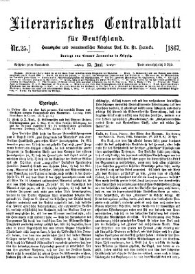 Literarisches Zentralblatt für Deutschland Samstag 15. Juni 1867