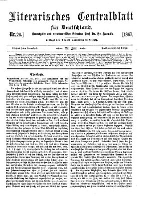 Literarisches Zentralblatt für Deutschland Samstag 22. Juni 1867