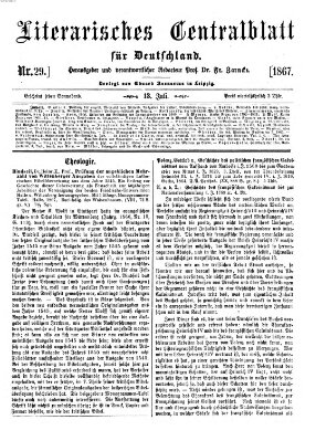 Literarisches Zentralblatt für Deutschland Samstag 13. Juli 1867