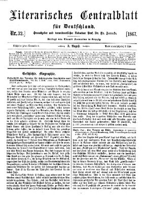 Literarisches Zentralblatt für Deutschland Samstag 3. August 1867