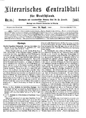 Literarisches Zentralblatt für Deutschland Samstag 24. August 1867