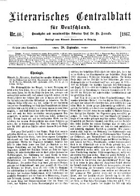 Literarisches Zentralblatt für Deutschland Samstag 28. September 1867