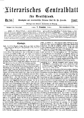 Literarisches Zentralblatt für Deutschland Samstag 7. Dezember 1867