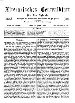 Literarisches Zentralblatt für Deutschland Samstag 18. Januar 1868